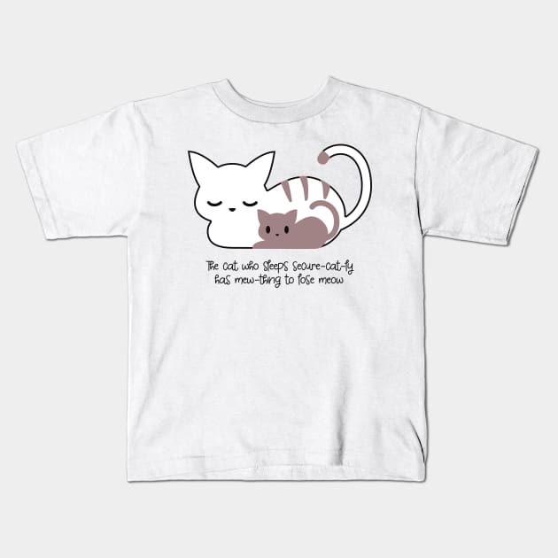 Sleeping Cat Pun and Art II Kids T-Shirt by FlinArt